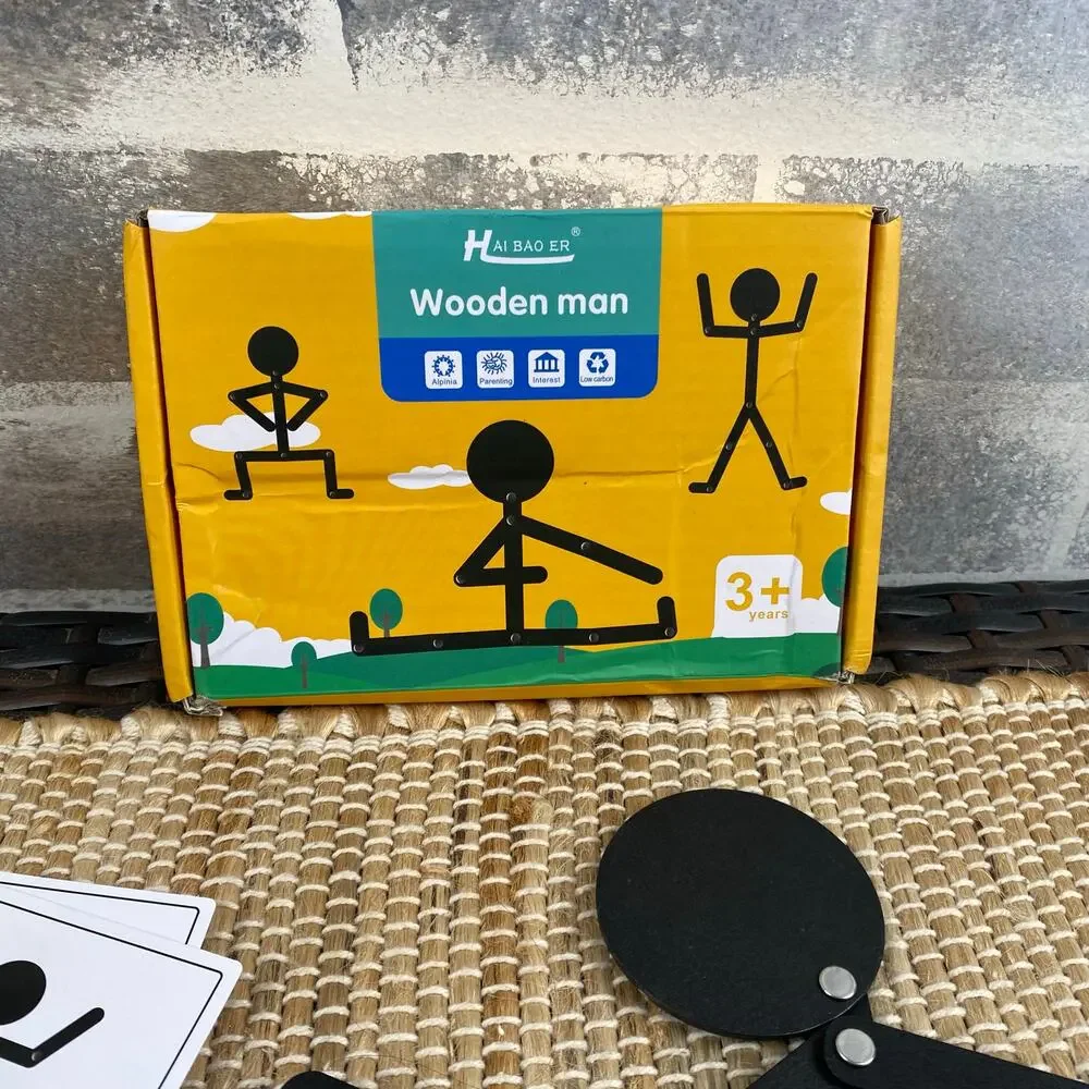 New Wooden Man Puzzle Toy Educational Ages 3+ focus hand eye coordination